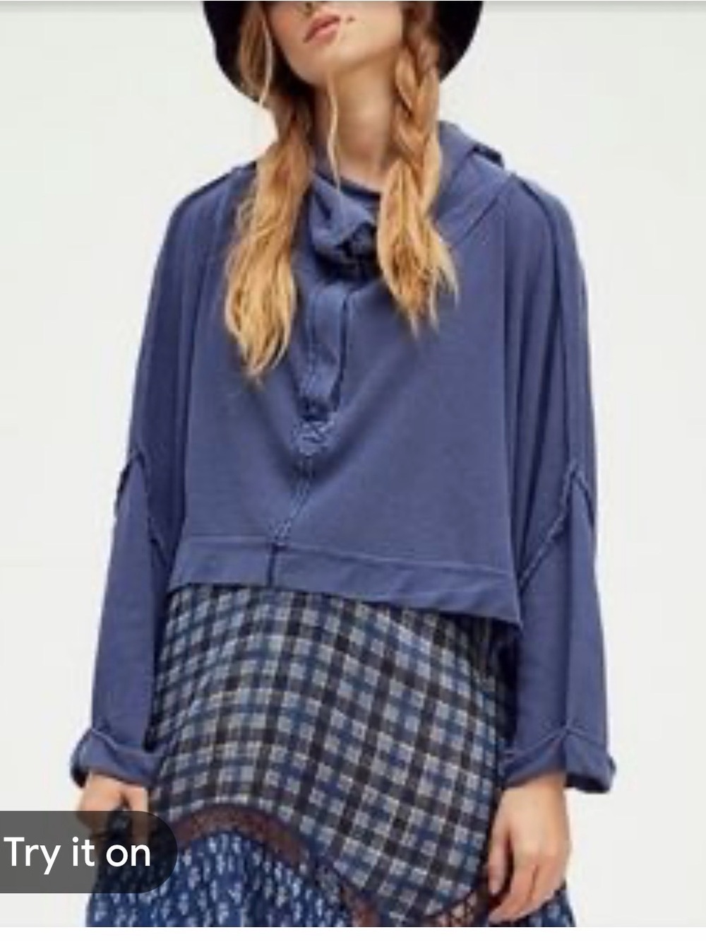 We The Free Cropped Button-Accent Pullover in Dusty Taupe